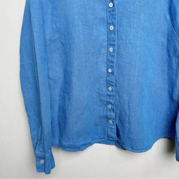 Cut Loose Womens Size Xsmall Linen Button Blue  Shirt - Picture 9 of 15